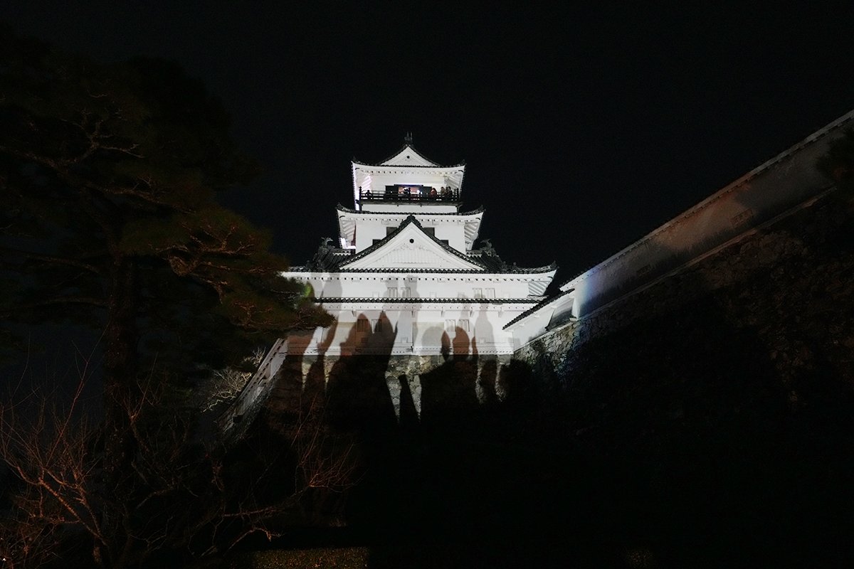 takahikon's tweet photo. 時間なくて強行日帰りでシャドウアップ高知城へ行ってきた。写真では全く伝わらないのだけど、実際にやってみないとこれの面白さわからないね。
高知までいかなくても、いずれ近くでこのシステム使った展示やりそうな気もしたのだけれど、百聞は一見にしかず的な感じあって無茶して行ってみた。 https://t.co/C5GKlypV6x