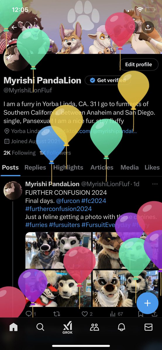 Balloon day today. Turning 32. Yay! 
#furrybirthday #furryfandom