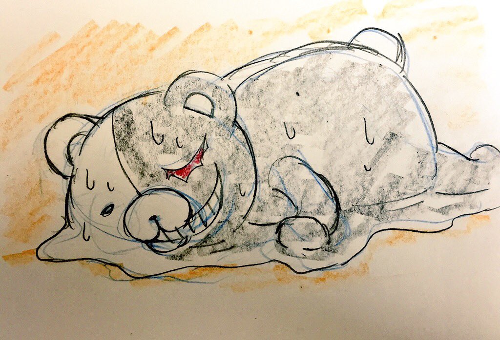 カメラロール遡ってたら、昔モノクマ大好きな友達に突然「⚪︎⚪︎なモノクマ先生ください!」って言われて「なんだそれは…?」と思いながら描いて送ってた画像いくつか見つけた 
