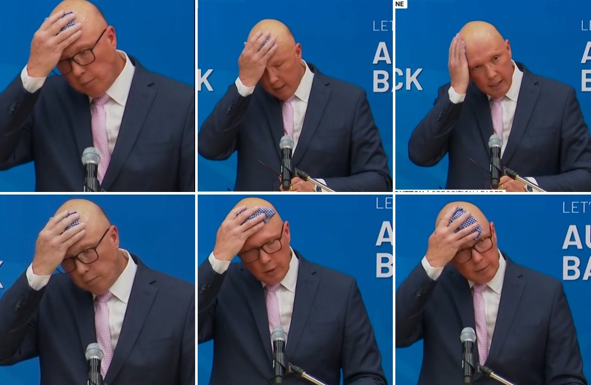 SaraJade_13's tweet photo. #PeterDutton the wannabe PM sweating like a 🐖 at coalition policies. “A balanced energy mix &amp; ultimately nuclear to replace coal.” “Time to dispense with short termism &amp; shore up our energy for generations.” Sweaty wipes head. BL strong emotions, LYING, NERVOUS, FEAR, ANXIETY. https://t.co/zOGThZe7qP