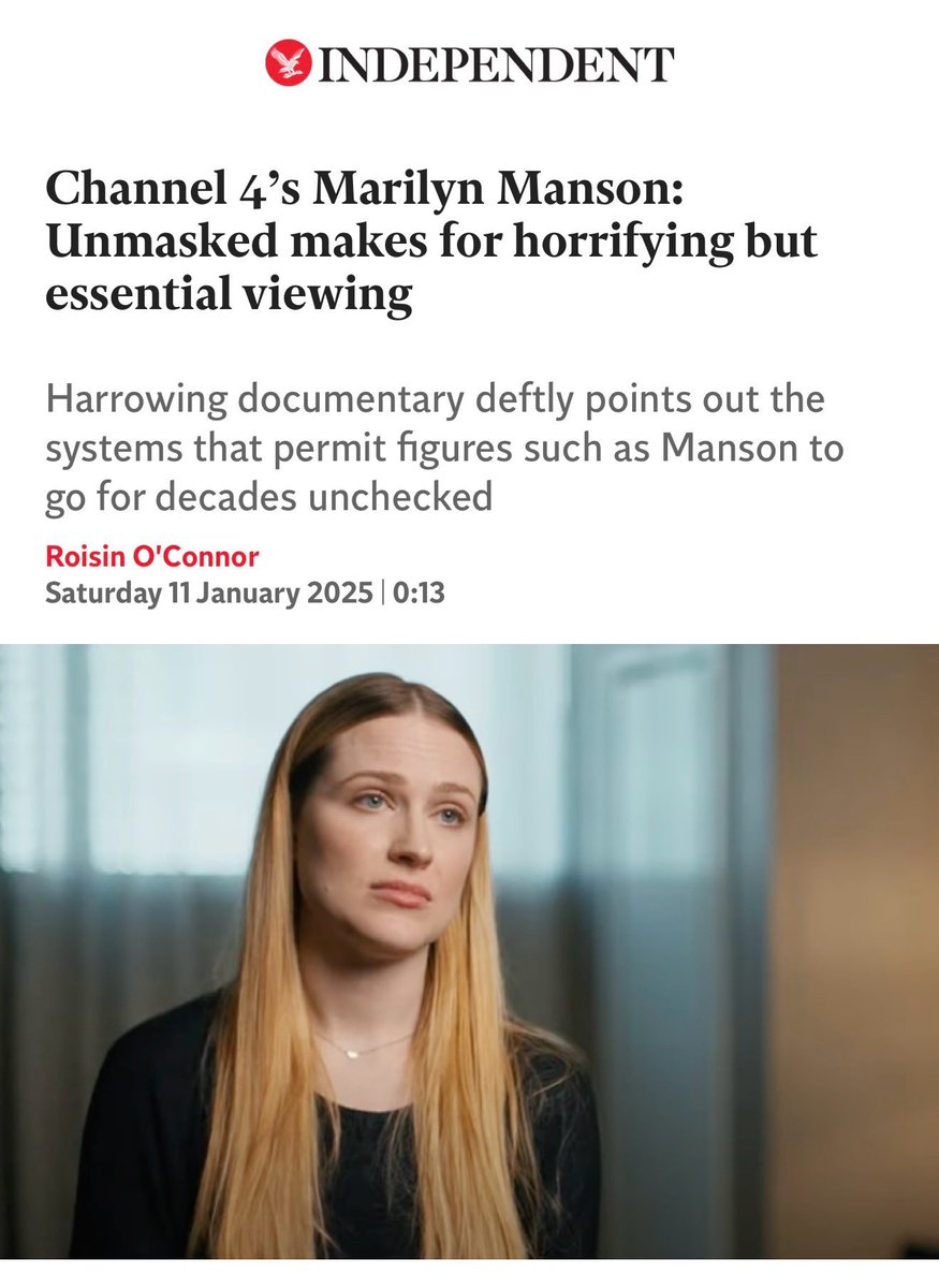 David_Challen's tweet photo. ‘The lines between acceptable hedonism and criminal conduct in music have always been extremely blurry.’

Channel 4’s Marilyn Manson: Unmasked delves into how figures like Manson allegedly exploited this blurriness to carry out decades of abuse.
➡️ https://t.co/hPe7fH1NBh https://t.co/Gm0gIzemuK
