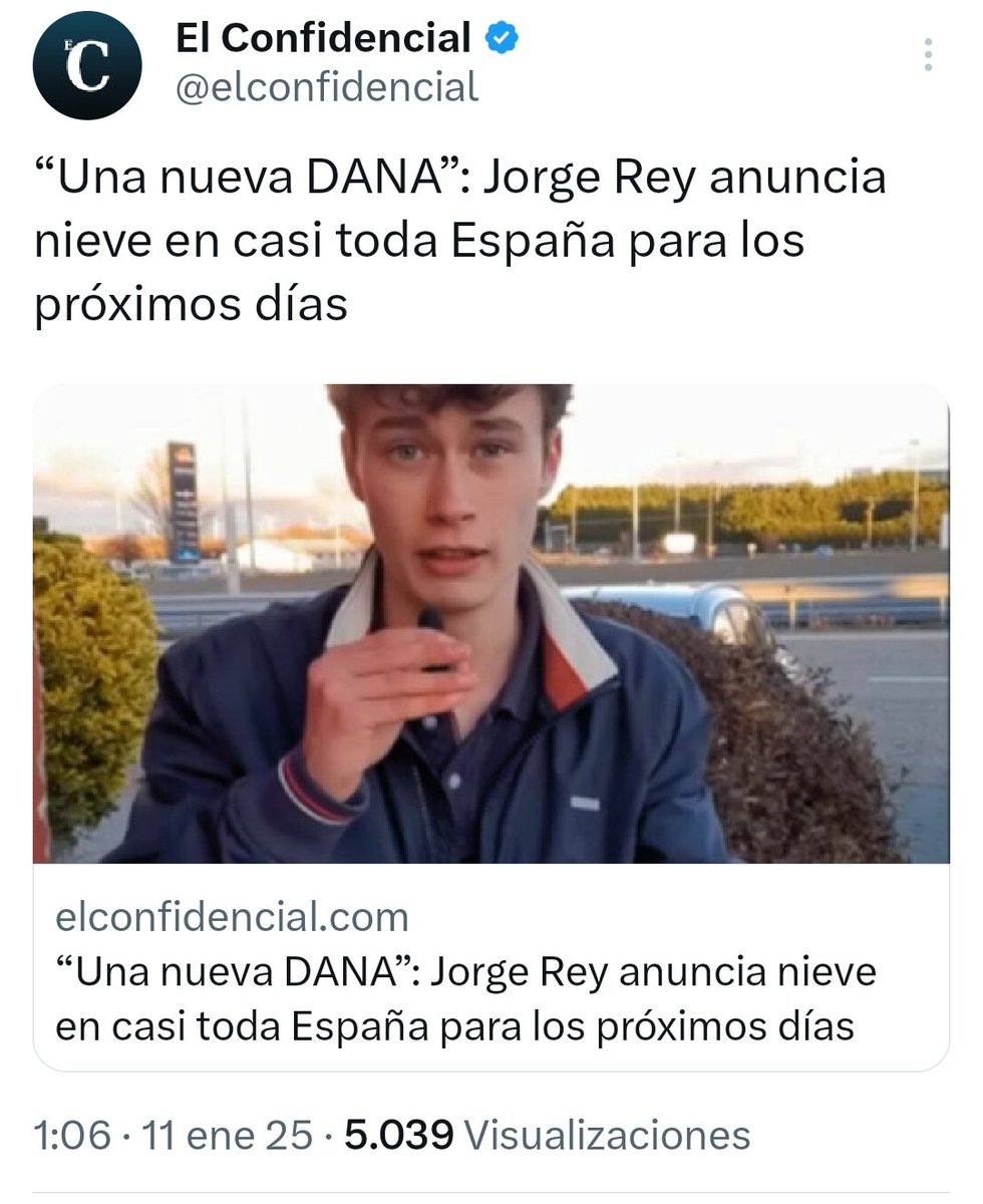 AEMET_Corporativa (@aemet_corpora) on Twitter photo Lamentamos que un medio como <a href="/elconfidencial/">El Confidencial</a> donde escriben grandes periodistas, utilice una fuente inadecuada para informar del tiempo, haciendo pasar por meteorólogo a quien no lo es y fomentando el consumo de su contenido.
En esto, o eres parte del problema o de la solución Lamentamos que un medio como <a href="/elconfidencial/">El Confidencial</a> donde escriben grandes periodistas, utilice una fuente inadecuada para informar del tiempo, haciendo pasar por meteorólogo a quien no lo es y fomentando el consumo de su contenido.
En esto, o eres parte del problema o de la solución