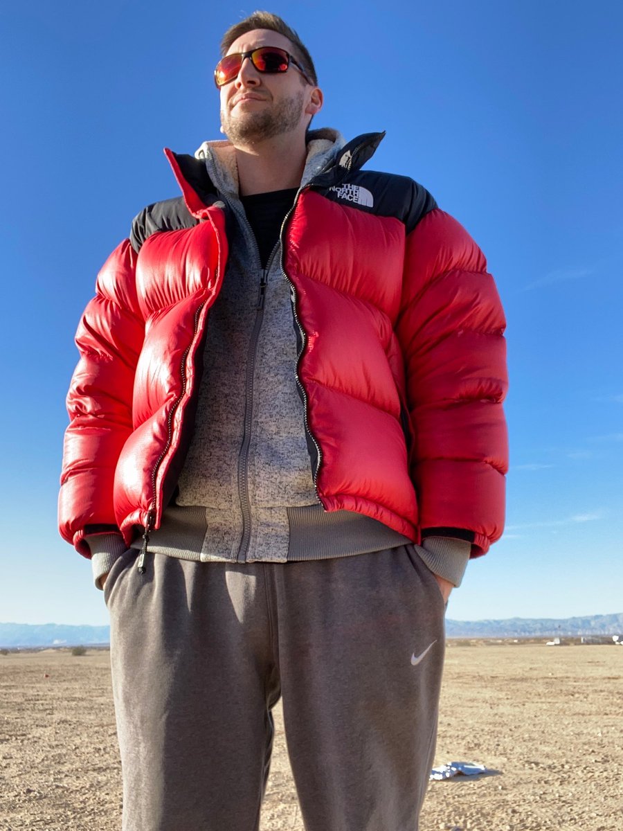 flatlatx's tweet photo. Overfilled nuptse in the desert 🌵 https://t.co/GsDRE02Ai4
