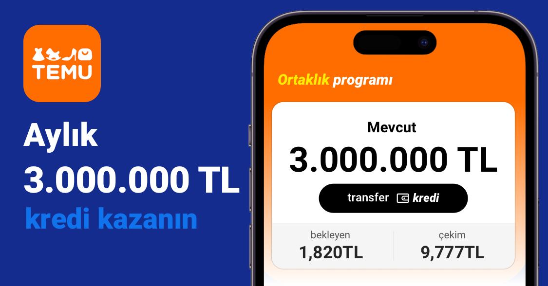 ⭐Temu Ortaklık Programına⭐ katılmak için bağlantıya temu.to/k/el4gdmu0dsc tıklayın! Ayda 💰3.000.000 TL seviyesine kadar kazanç sizi bekliyor!