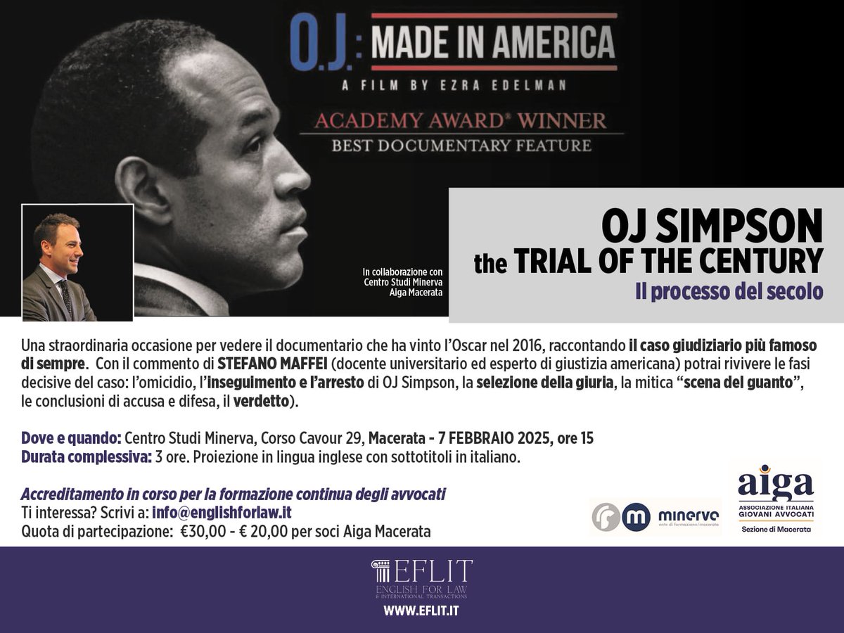 maffeistefano's tweet photo. OJ Simpson legal movie night in Macerata @EFLITstyle https://t.co/Bzc5bBsJkT