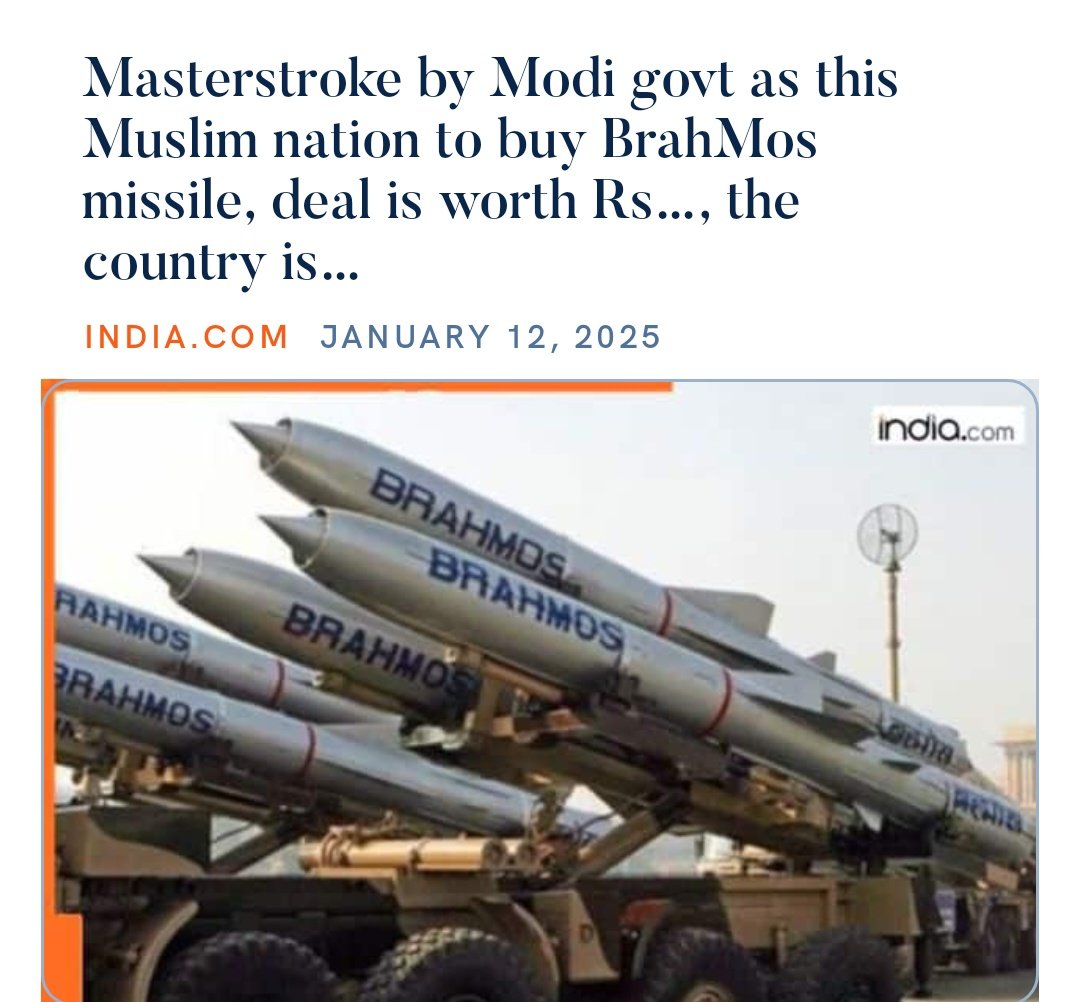 Radhika1009's tweet photo. #Indonesia, the world’s largest Muslim nation, is mulling to purchase India’s indigenously-built BrahMoS missiles..!
India & Indonesia are working out a #BraMoS missile deal worth $450 mn, with New Delhi also offering to facilitate a loan fm the SBI or any other national bank. https://t.co/YW8aZ329PU