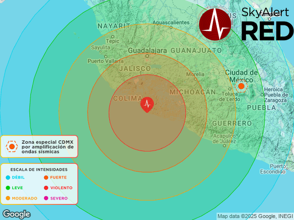 #SismoFinalizado
  Intensidad 🔴“VIOLENTO”🔴 en #Maruata, Mich.
  Recibiste la #AlertaSísmica si estás dentro de los radios de alertamiento.
  Descarga #SkyAlert: skyalert.mx/app
  02:32:59 - 12/01/2025