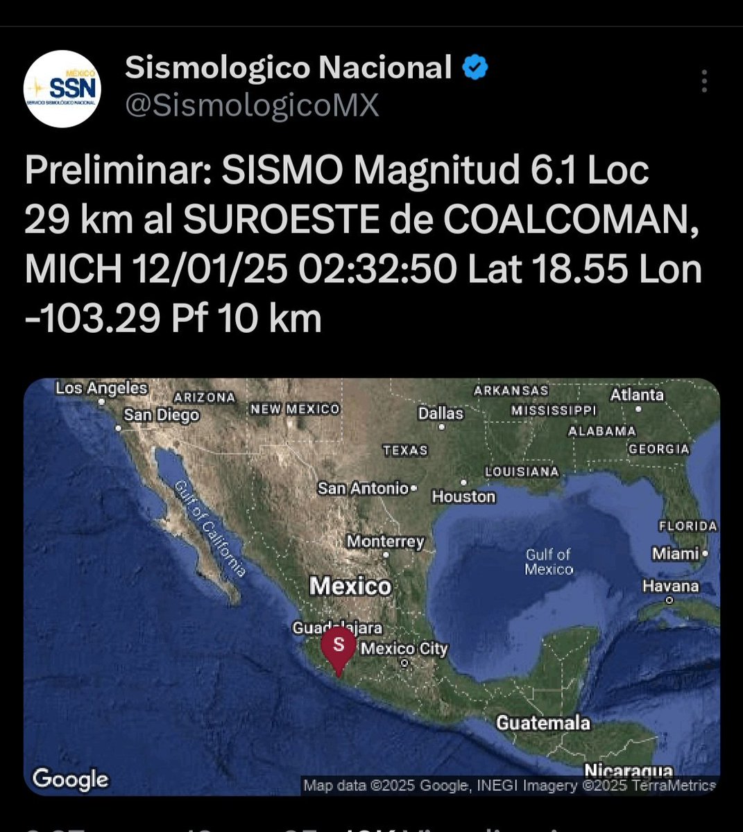 carol7616's tweet photo. #sismo fue percibido en estados como #Jalisco, #Colima y #Michoacán.

Se sintió fuerte en #Guadalajara. https://t.co/QlBXBa6cLL