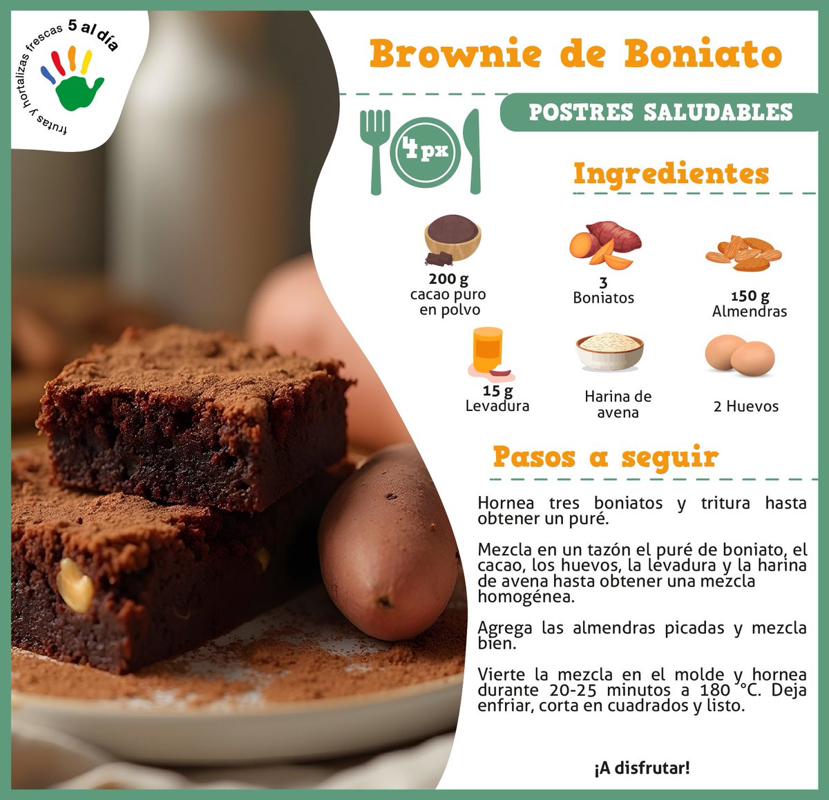 5aldiaspain's tweet photo. ✨ Hoy el protagonista es el boniato 🍠 , un tubérculo con un sabor naturalmente dulce, perfecto para postres deliciosos. 😋🍰

👇 Aquí te dejamos la receta paso a paso de este Brownie de boniato 🍠 🍫 para que te des un capricho de domingo 😊

#PostresDulces #RecetasFáciles https://t.co/ONkKYBtikA