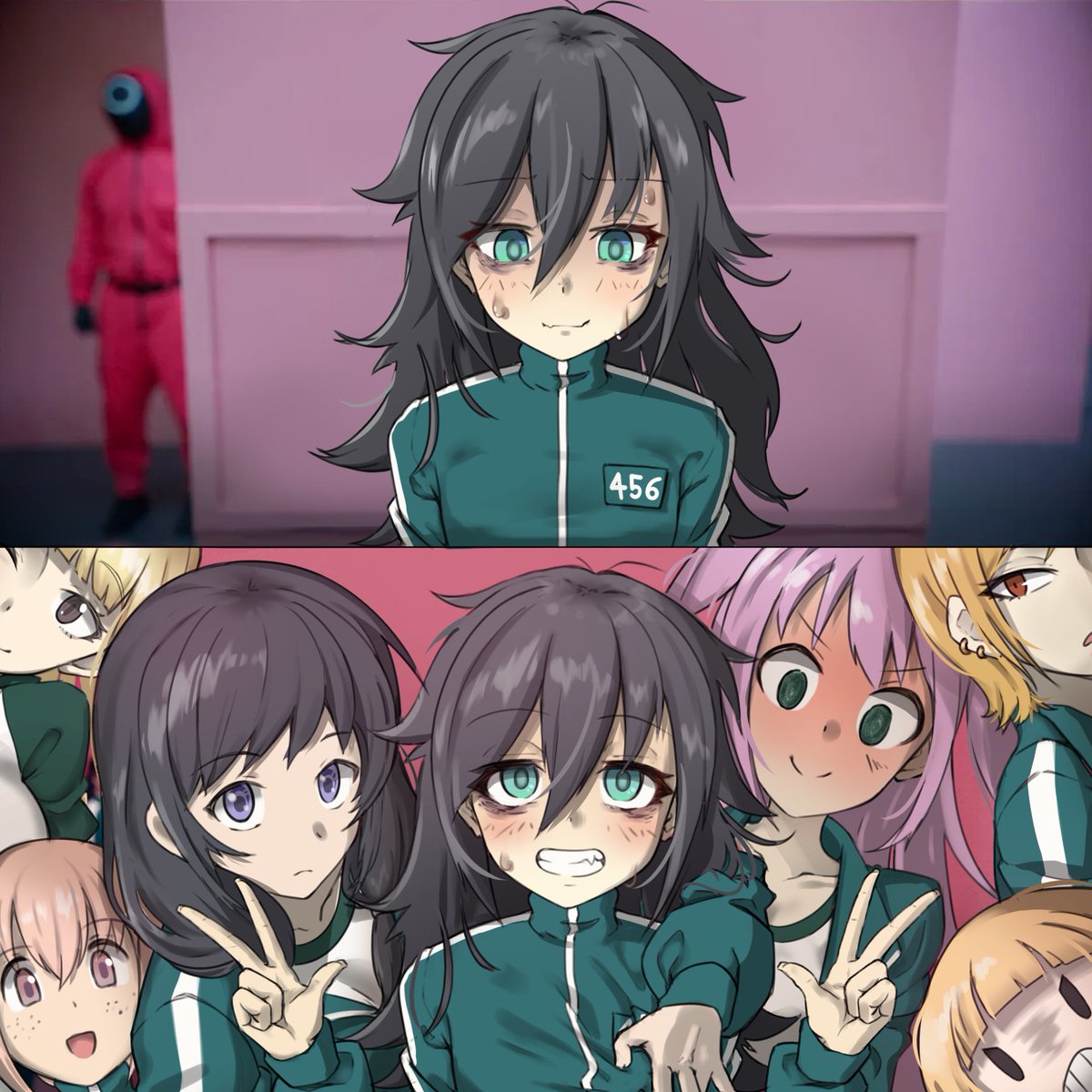 usa4342's tweet image. SquidGame☺️
#わたモテ #Watamote  #SquidGame