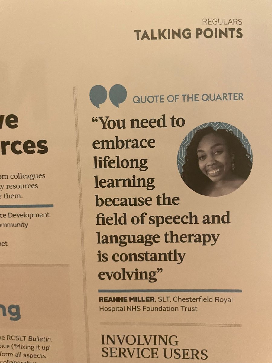 Fantastic to see <a href="/speechiere/">reanne /rɪæn/</a> featured in the latest <a href="/RCSLT/">RCSLT 💙</a> bulletin! A very profound quote, and we couldn’t agree more! 
Also, #happybirthday to #SpeechTherapy - 80 years old this year! We are all so proud to be in the profession 💪🏼