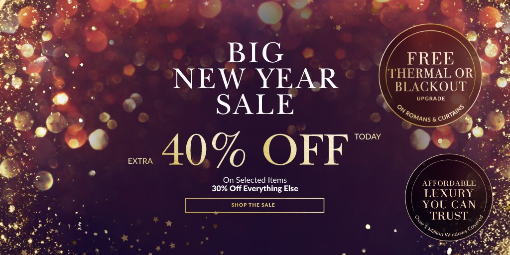 BlindsDirectGB's tweet photo. The Big New Year Sale! ✨🏡

Freshen up your space with up to 40% OFF on stylish blinds, curtains, and home accessories this weekend! 🎉❄️ 

Don’t miss out—sale ends soon! Shop now and give your home a fresh start.

👉 Shop here: https://t.co/s4AqeGszFa

 #2025Style #BlindsDirect https://t.co/UC5nHzAg6Y