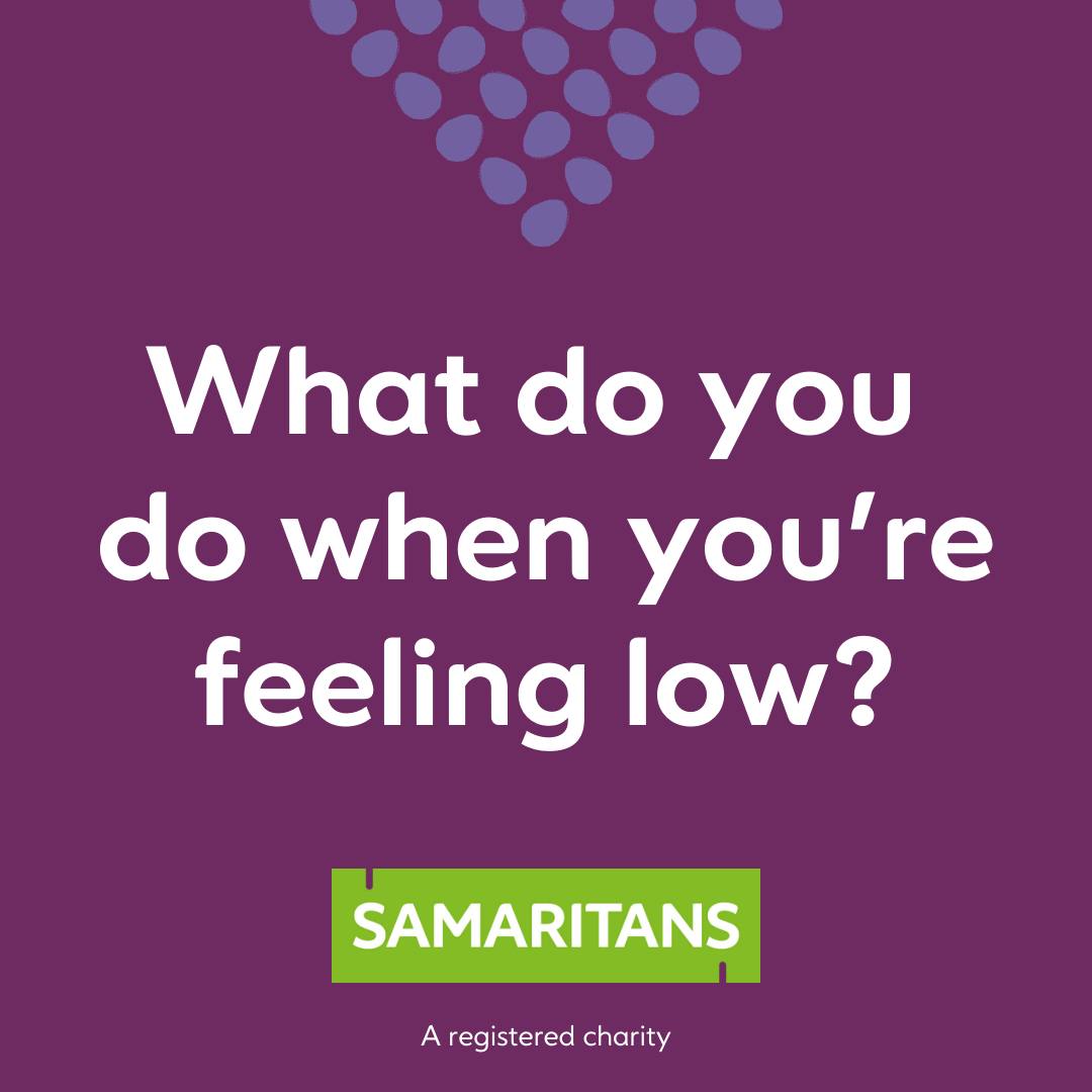 What do you do when you’re feeling low? 💚

Whether it’s going for a walk, listening to music, talking to a friend, or just taking some time for yourself — every little thing helps.

Share your tips below ⬇️⬇️.

📱 116 123
✉️ jo@samaritans.org
#YouAreNotAlone #samaritans