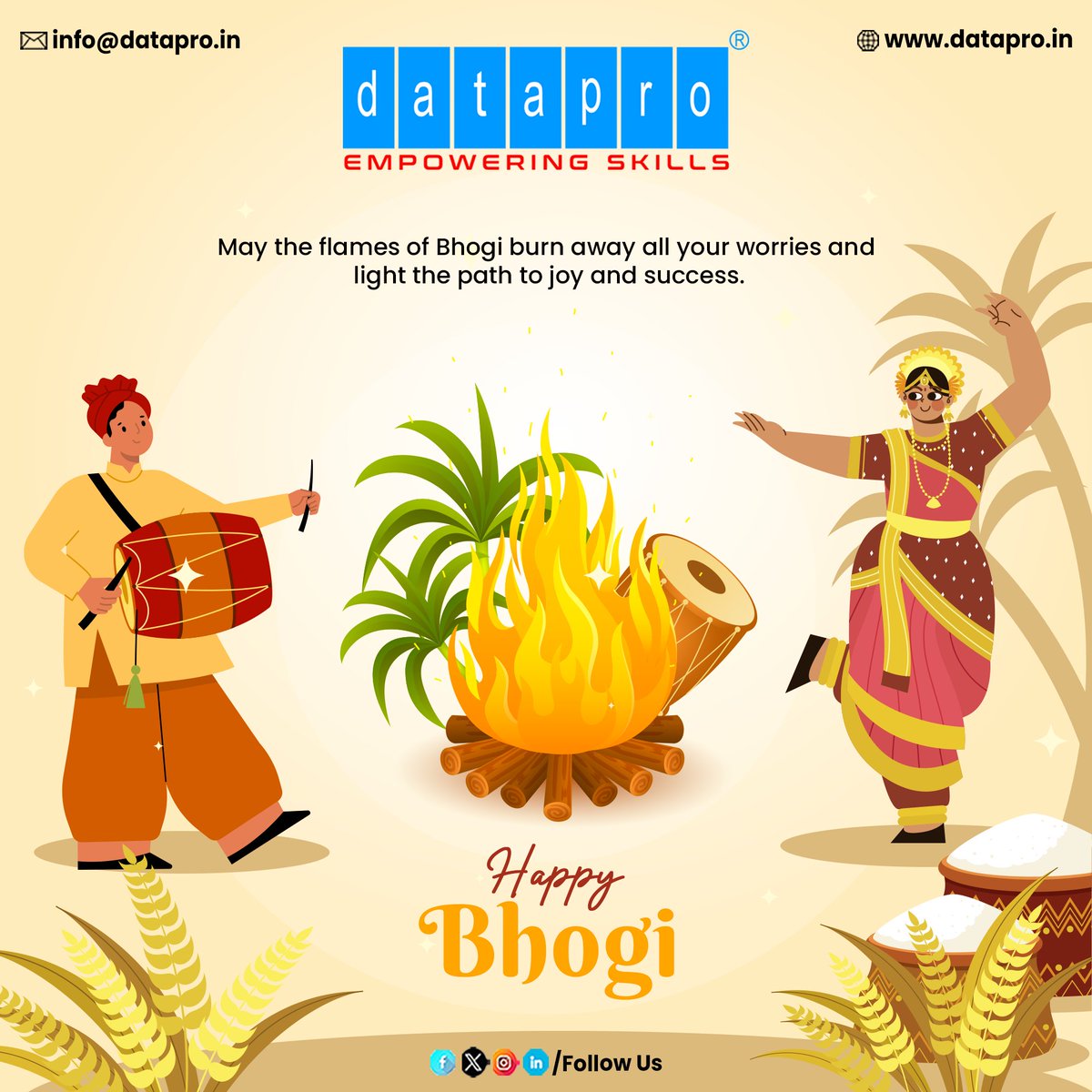 dataproofficial's tweet photo. May the sacred flames of Bhogi burn away all the negativity and worries from your life, paving the way for happiness, prosperity, and success. Let’s embrace new beginnings and spread festive cheer! Happy Bhogi to everyone from Team Datapro!
#HappyBhogi #BhogiCelebration https://t.co/6LqKgh7qaf