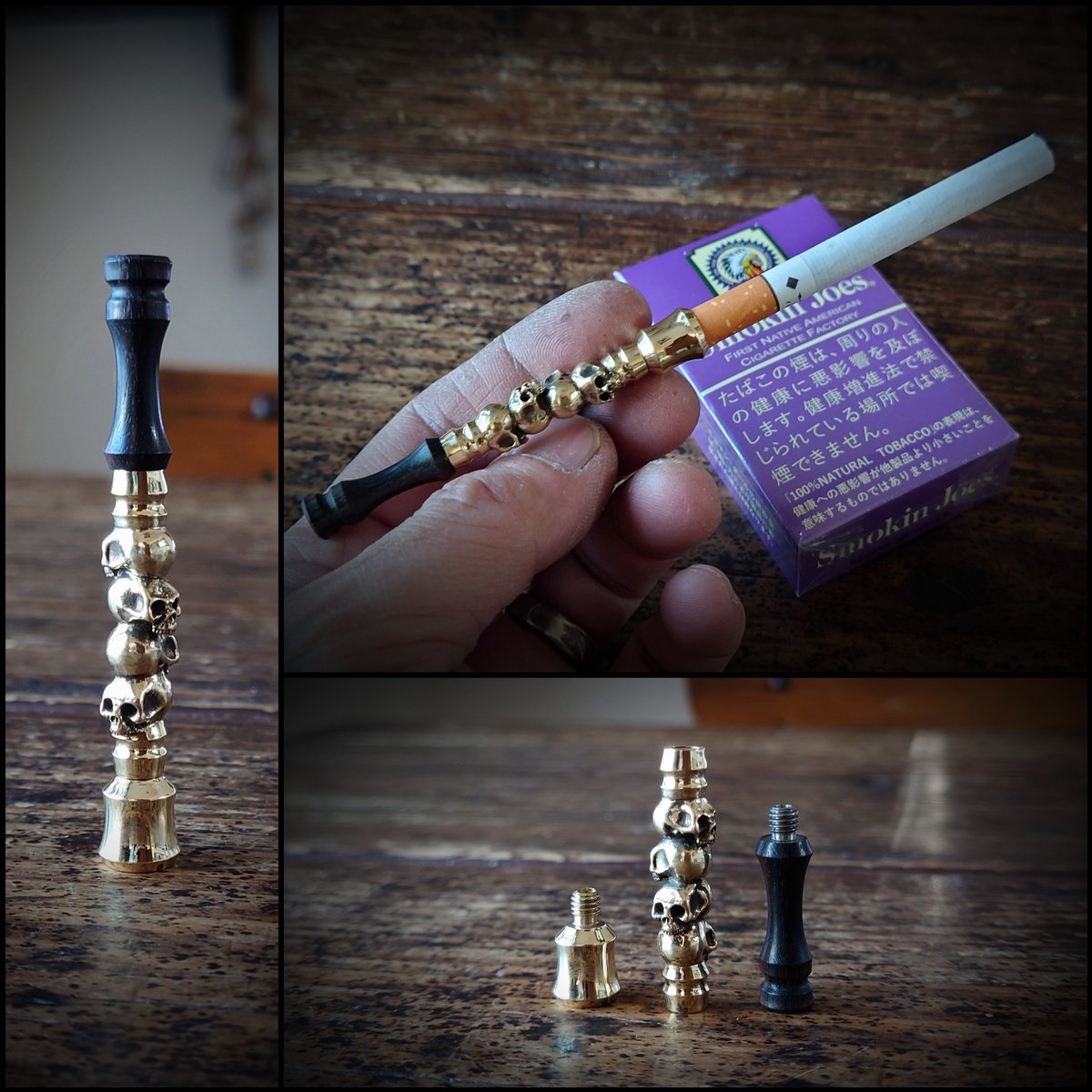 MOBFACTORY27's tweet photo. ★プレゼント企画★

【プレゼント内容】
カルテットスカルバレルレギュラーホルダーセット真鍮製

【参加方法】
フォロー＆リポスト(引用も可)

【抽選方法】
リポストしてくれた方、リプをくれた方の中から適当に１名様選びます。

【応募期間】
2/1(土)まで。2/2(日)に当選者発表したいと思います。  

【注意事項】
当選者発表はDMではなくポストで行います。成りすましの偽アカウントにご注意下さい。

#プレゼント企画 #プレゼントキャンペーン #mobfactory #喫煙具 #シガレットホルダー #シガリロホルダー #コニカルホルダー #タバコ #煙草 #ダーツ #ダーツバレル