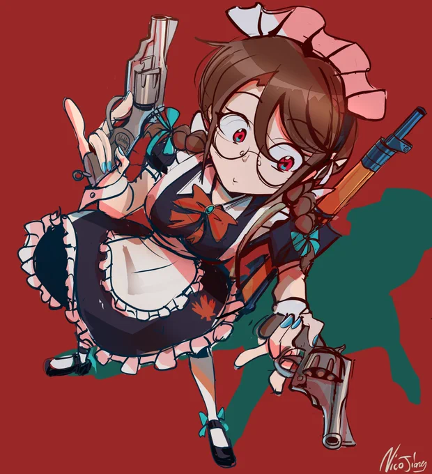 canadian gun meido rough sketch 