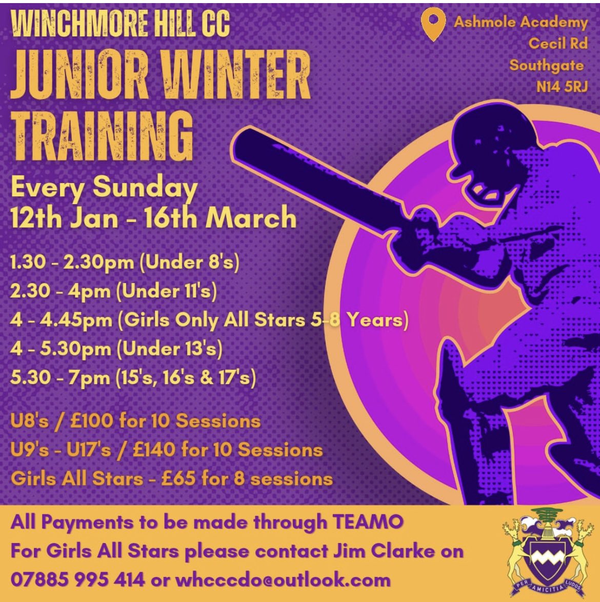 We can’t wait to welcome lots down for junior training today for the start of the 2025 season

It’s open for everyone between the ages of 3-17 should be a cracking day with an experienced coaching team working with your child’s game 

#london
#winchmore
#enfield
#southgate