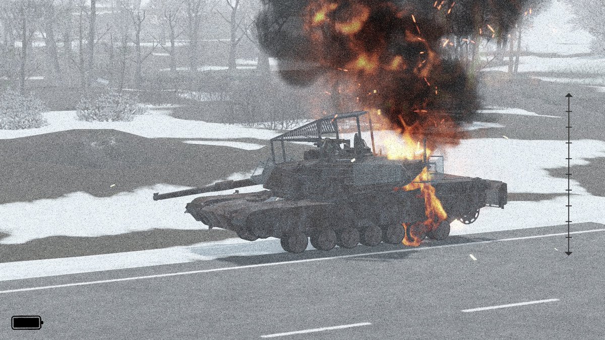 red_tail_pmc's tweet photo. Unfortunate Nightingale abrams appears to have had a bad encounter with the Redtail scouts 👻 
Left image sourced from a soldier recovering the drone from the right image. 10/01/25 https://t.co/dZkSSMKxnI
