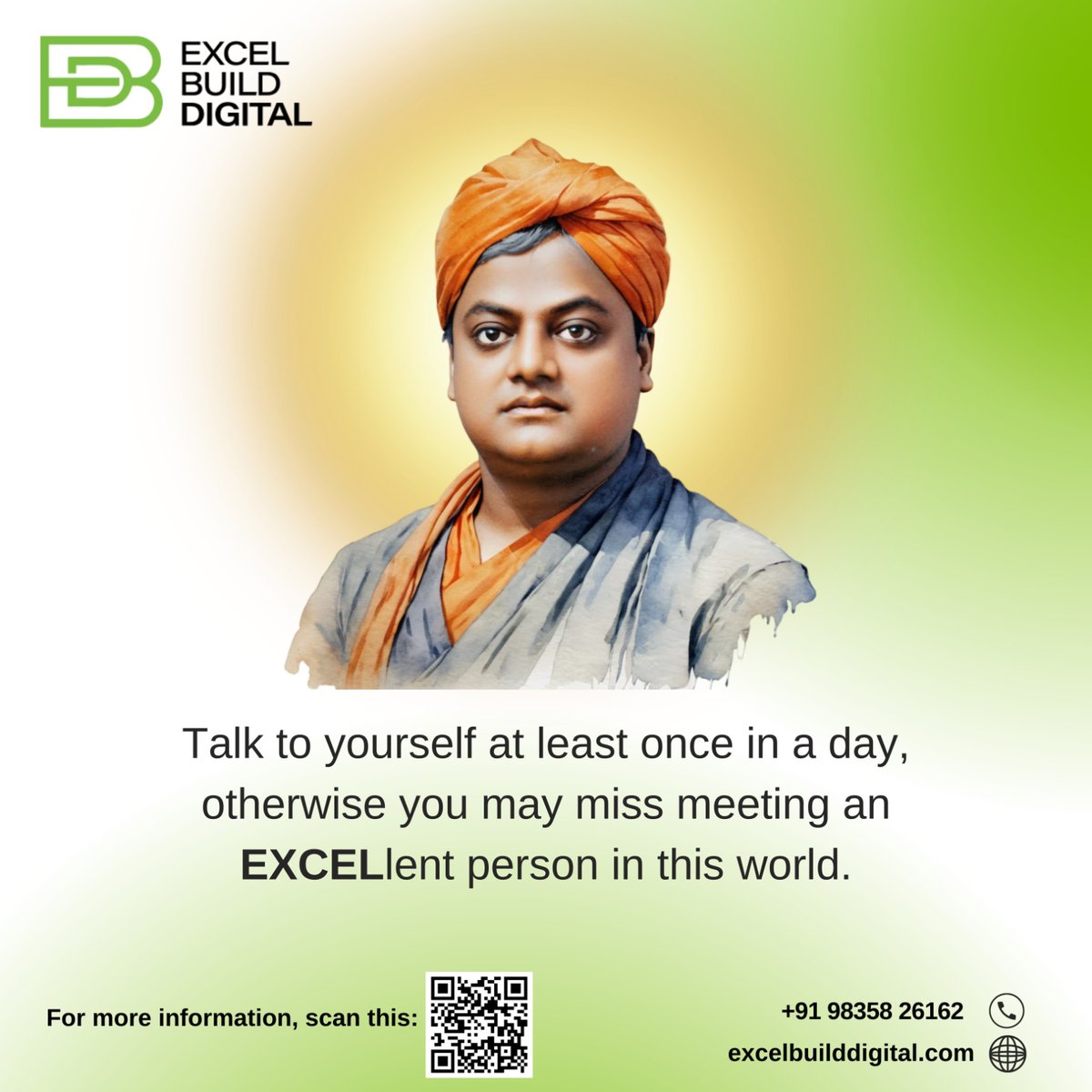 XcelBuild's tweet image. Arise, awake, and stop not till the goal is reached!&quot; – Swami Vivekananda
On this special day, Excel Build Digital honors the visionary who inspires us to dream big and achieve excellence. 💻✨

#excelbuilddigital #EBD #vivekanandasbirthday