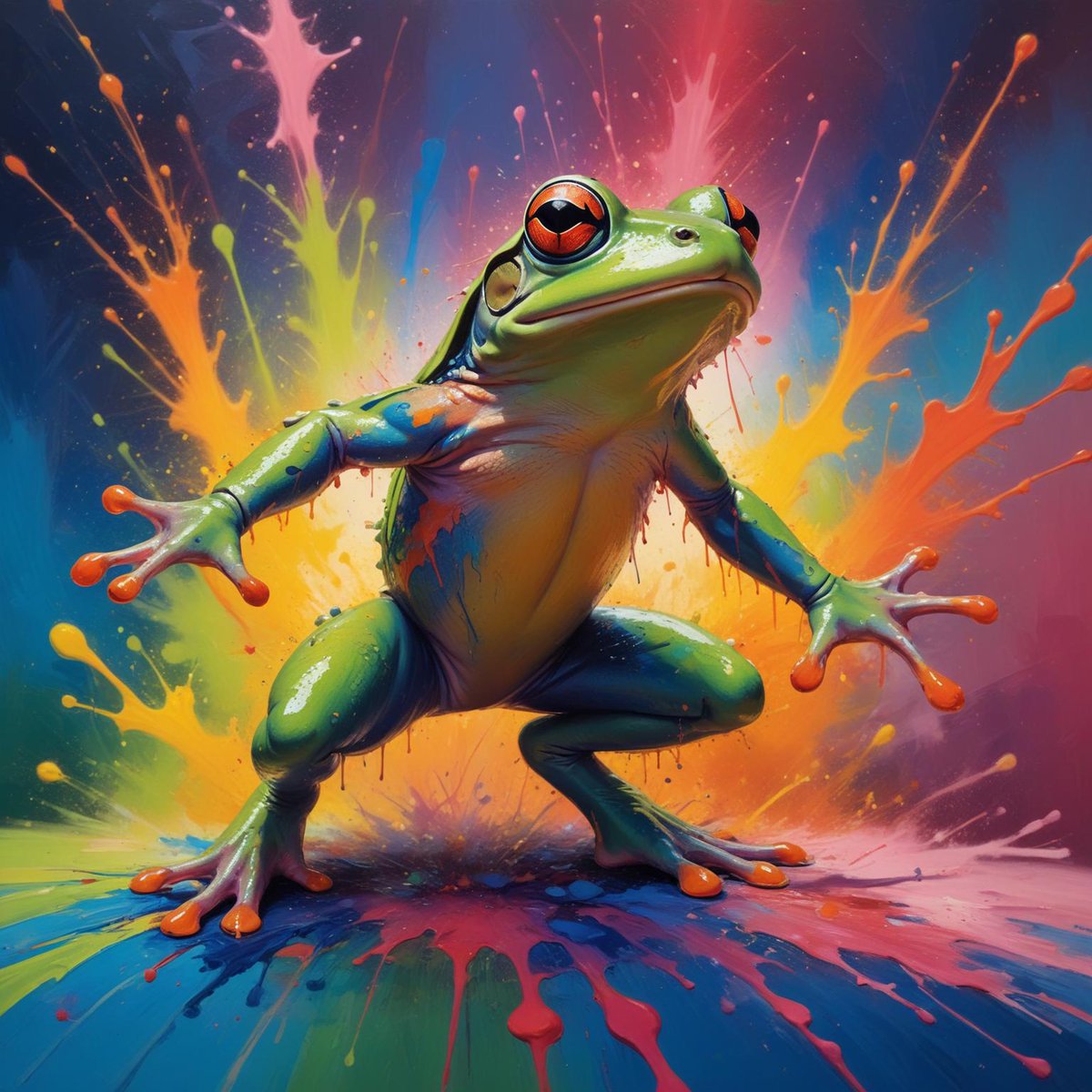 BarkCanvasNFT's tweet photo. Good morning #SplatterLegions fam! Happy πSunday!!!
Two days left for the πΈas #SplatteredAnimal of the week! All the standard editions NFTs @ just 0.05POL
The #ColorChaos SL153 is one of them! Check it out!
#NFT #NFTSales #Frog #AnimalNFT #goodmorning
https://t.co/2j7j9h03fO https://t.co/vaYMQbqaiX