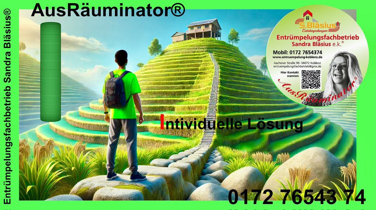 I wie Individuelle Lösung
1.Inspirieren – Wir geben unseren Kund:innen neue Perspektiven und Anstöße für Veränderung.
2.Identifizieren Lösungen – Wir finden individ
#AusRäuminator #neustart #entrümpeln #danke #sonntag #Heute #koblenz #neuwied #mayen #andernach #haushaltsauflösung