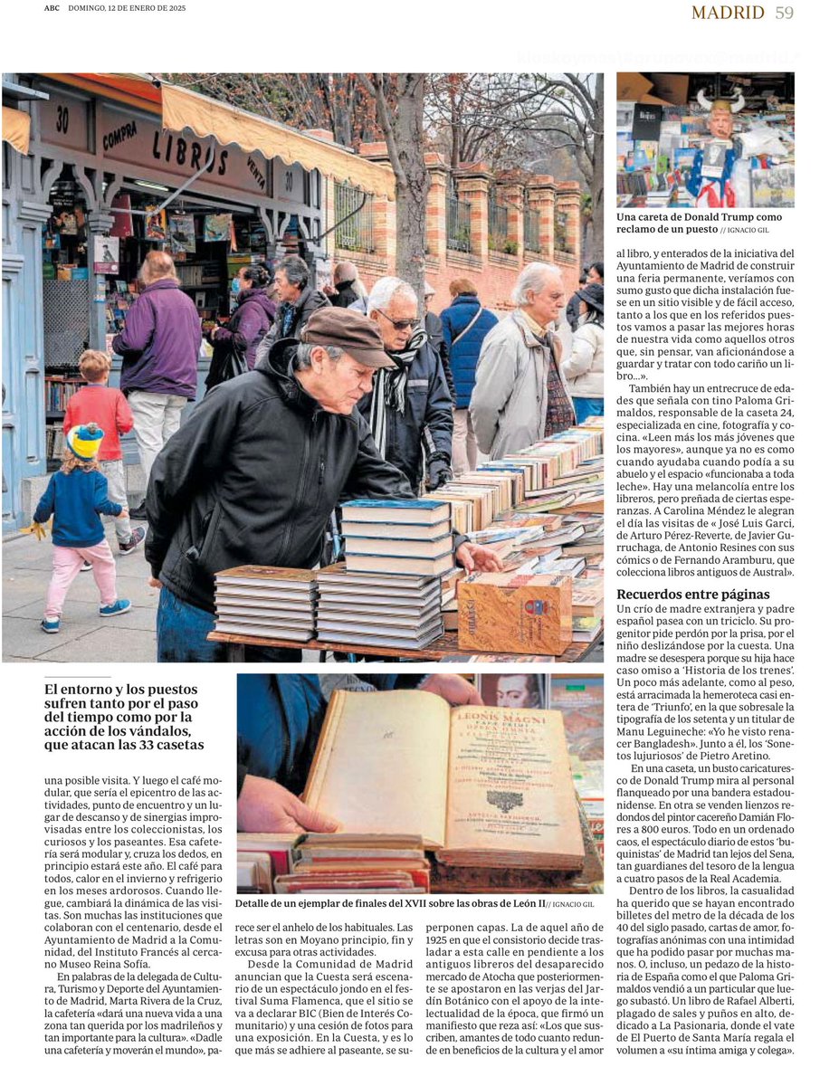 soydelacuesta's tweet photo. Qué bien escribe @pica_nieto sobre "el ordenado caos y espectáculo diario de estos buquinistas de Madrid tan lejos del Sena, tan guardianes del tesoro de la lengua a cuatro pasos de la @RAEinforma " y las visitas hoy de @perezreverte Resines @FernandoArambur o Gurruchaga
@abc_es https://t.co/BddGT6lFbK