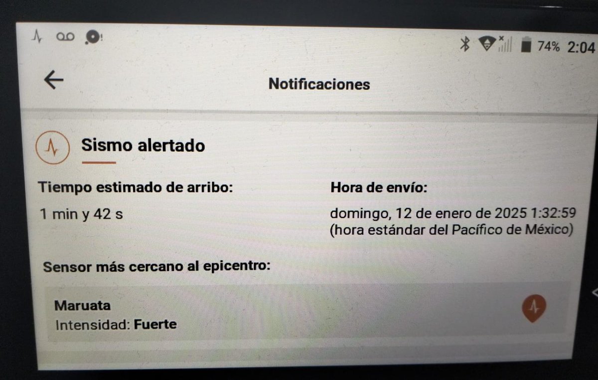YQuakeAlerts2_5's tweet photo. Felicitamos profundamente a @SkyAlertMx @SkyAlert @alvarovr por alertar rápidamente el sismo ocurrido a las 02:32:53 en Coalcomán Michoacan. La App SkyAlert también es  incluida en nuestro sistema #SIAST en su division QuakeOS. Juntos Somos Más.
Gracias
Atte. #YourQuakeAlertsMX https://t.co/jOLXaYl2RN