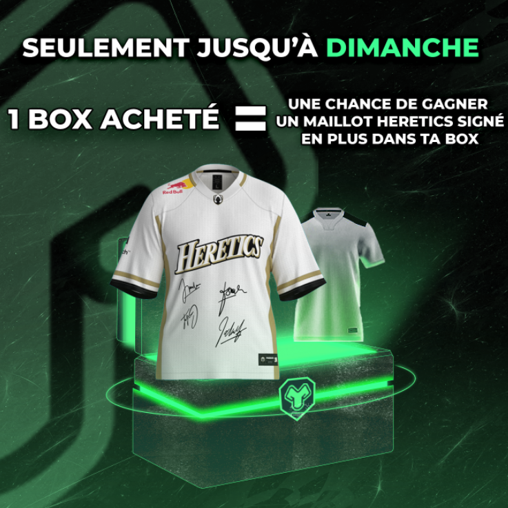 JEYDROP's tweet photo. ✨ Dernier jour pour tenter de gagner un maillot Heretics signé avec ta commande ! 🎁👕

🔥 Utilise le code HERETICS et profite de 10% de réduction !

Ne rate pas cette offre de légende, ça se tente, non ? 👀⚡

#Heretics #Lol #Leagueoflegend #Jeydrop https://t.co/Ljhb9tkPZV