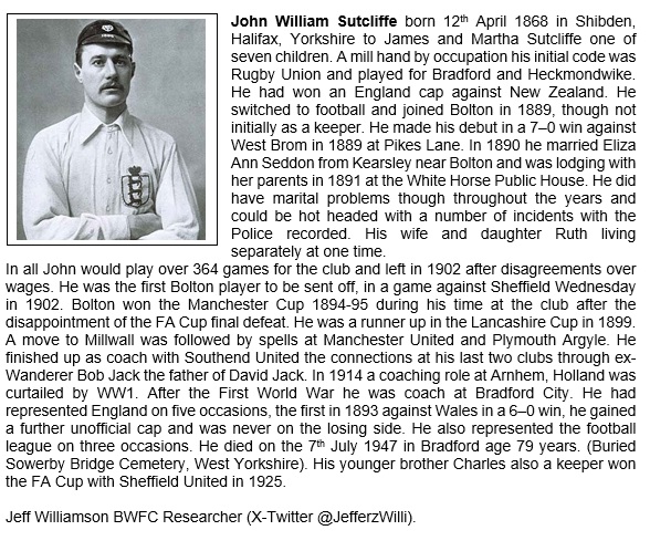 The White Horse Public House, Kearsley, near Bolton still stands today. Was once the home of John William Sutcliffe Bolton and England. Represented his country at both codes. Also played for MUFC, Plymouth, Millwall, Southend