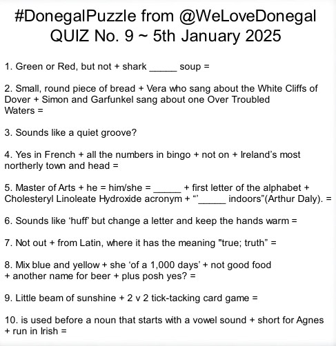 welovedonegal's tweet photo. Last week#s #DonegalPuzzle
from #WeLoveDonegal 💚💛
#Castlefin , #Bunlin Bridge, #Shroove , Magheraclogher Beach #Bunbeg , Wee House of #Malin #Inishowen #Muff , #Inver , Grianan of Aileach, Ray Bridge #Rathmullan , #Annagry
1st @moukenainzo
2nd @berniemshiels
3rd @weeassie https://t.co/TCaUeXL0n2