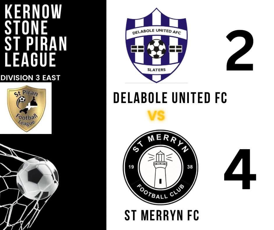 Yesterday’s St Piran league result. Goals coming from 
J Slack⚽️
A Forward ⚽️
C Williams ⚽️⚽️