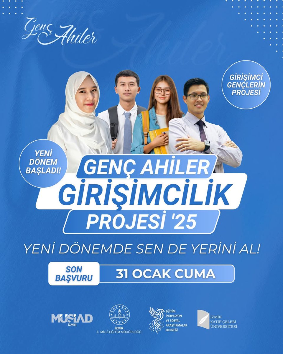 Girişimci Gençlerin Projesi Genç Ahiler, yeni dönemin kapılarını açıyor. Yeni dönemde yerinizi almak, bilgi edinmek ve başvuru yapmak için projemizin Instagram sayfası DM üzerinden iletişime geçebilirsiniz.

#AhilikTeşkilatı #GençAhiler #GönüllüPatronlar #SosyalŞirketler