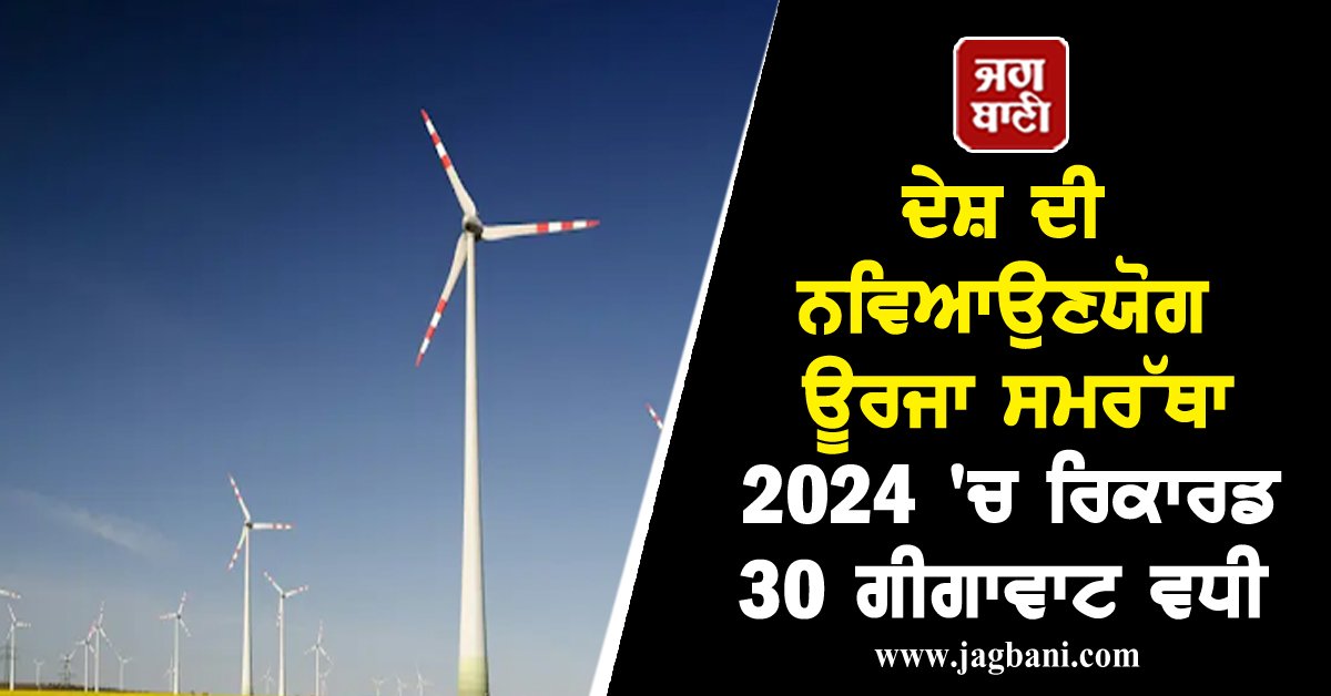 JagbaniOnline's tweet photo. ਦੇਸ਼ ਦੀ ਨਵਿਆਉਣਯੋਗ ਊਰਜਾ ਸਮਰੱਥਾ 2024 'ਚ ਰਿਕਾਰਡ 30 ਗੀਗਾਵਾਟ ਵਧੀ
https://t.co/DlNW28wbWq
#India #RenewableEnergyCapacity #Gigawatts #Record #Jagbani https://t.co/ShRh6HSwdM