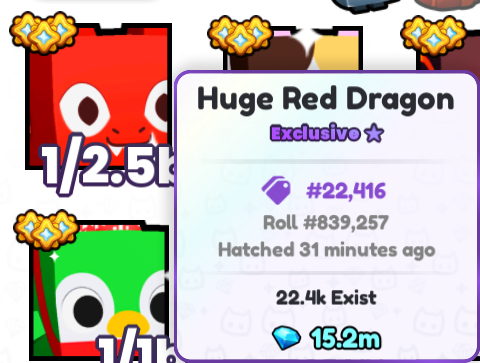 after 839k Rolls i just got somthing thats not 1/1B but 1/2.5B #PetsGO