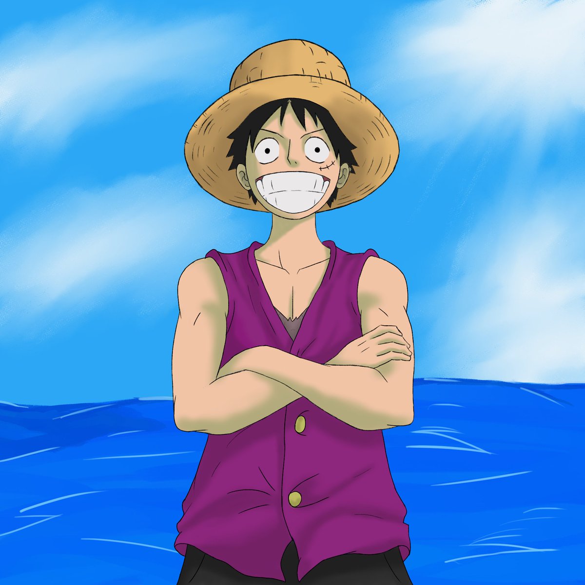 TylrOfficial's tweet photo. Felt like drawing this straw hat guy, trying find out how make a decent background. https://t.co/ACFIKVhIOd