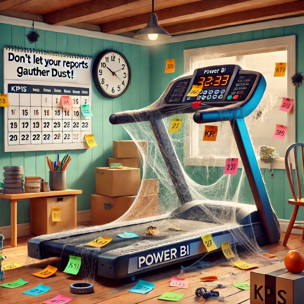 Power BI Berichte sind wie Fitnessgeräte zu Hause:
➡️ Viele werden gebaut, wenige genutzt.

💡 Tipp: Frage dich beim Erstellen: Welche eine Frage soll der Bericht beantworten?
Minimalismus ist auch im Reporting ein Gamechanger!
#PowerBI #BestPractices #KeepItSimple