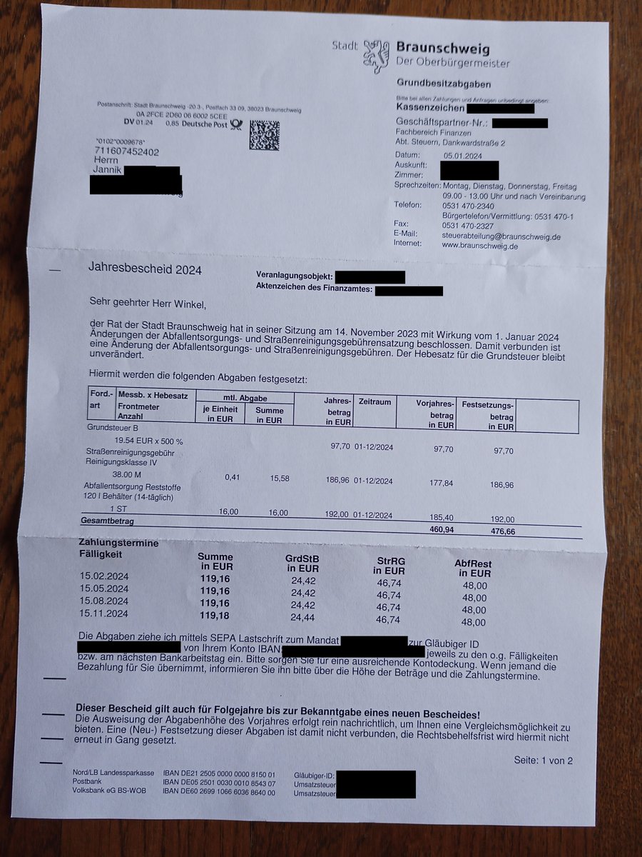 kineyDE's tweet photo. Meine Grundsteuer ist von 2024 zu 2025 fast um das 7-fache gestiegen.
Von  97,70€ p.a. auf 668,78€ p.a.

Aufkommensneutral am Arsch die Reform. https://t.co/bU5VytlZEX
