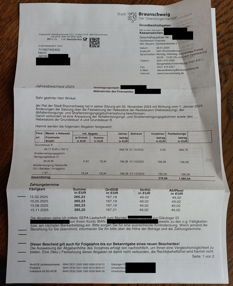 kineyDE's tweet photo. Meine Grundsteuer ist von 2024 zu 2025 fast um das 7-fache gestiegen.
Von  97,70€ p.a. auf 668,78€ p.a.

Aufkommensneutral am Arsch die Reform. https://t.co/bU5VytlZEX
