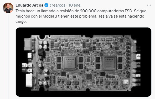 Eduardo Arcos miente, no ha habido ni habrá ningún recall de sustitución del hardware, solo una actualización OTA que no soluciona el problema real. <a href="/CommunityNotes/">Community Notes</a> dónde estáis para denunciar las mentiras de los yotubers Pro Tesla?  La verdad aquí: jalopnik.com/tesla-full-sel…