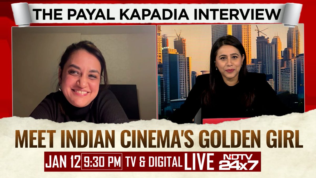 NDTV (@ndtv) on Twitter photo #NDTVExclusive | 'All We Imagine As Light' director Payal Kapadia (<a href="/PayalKapadia86/">Payal Kapadia</a>) speaks exclusively to NDTV's Marya Shakil (<a href="/maryashakil/">Marya Shakil</a>)
Coming up at 9:30 tonight only on NDTV 24x7 and ndtv.com/live #NDTVExclusive | 'All We Imagine As Light' director Payal Kapadia (<a href="/PayalKapadia86/">Payal Kapadia</a>) speaks exclusively to NDTV's Marya Shakil (<a href="/maryashakil/">Marya Shakil</a>)
Coming up at 9:30 tonight only on NDTV 24x7 and ndtv.com/live