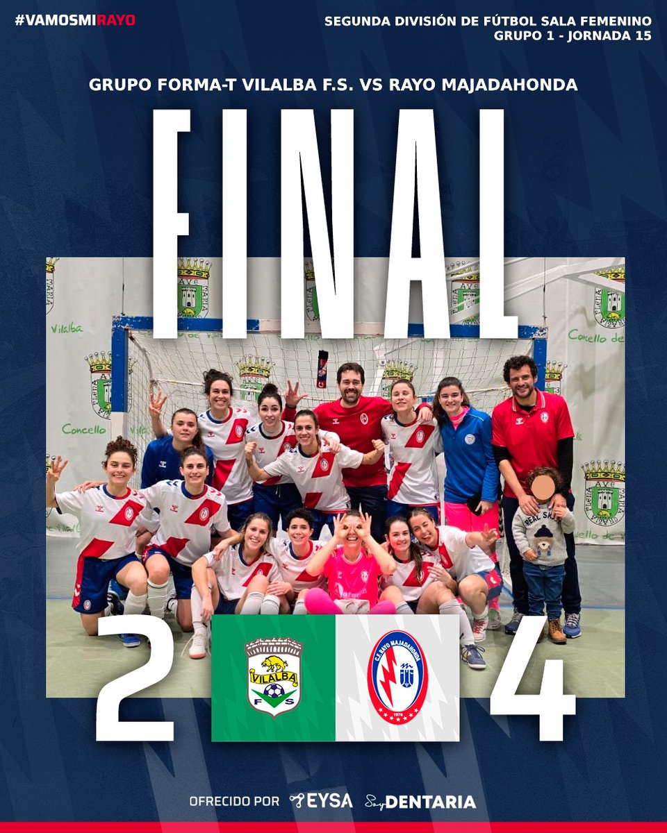 ✅ ¡Victoria de nuestro equipo en el nuevo año frente al segundo clasificado!

🆙 Las majas se impusieron por dos goles a cuatro frente a Vilalba en un frenético encuentro.

⚽ Peque hizo un hat trick y Marta culminó la goleada.

#VamosMiRayo ⚡
