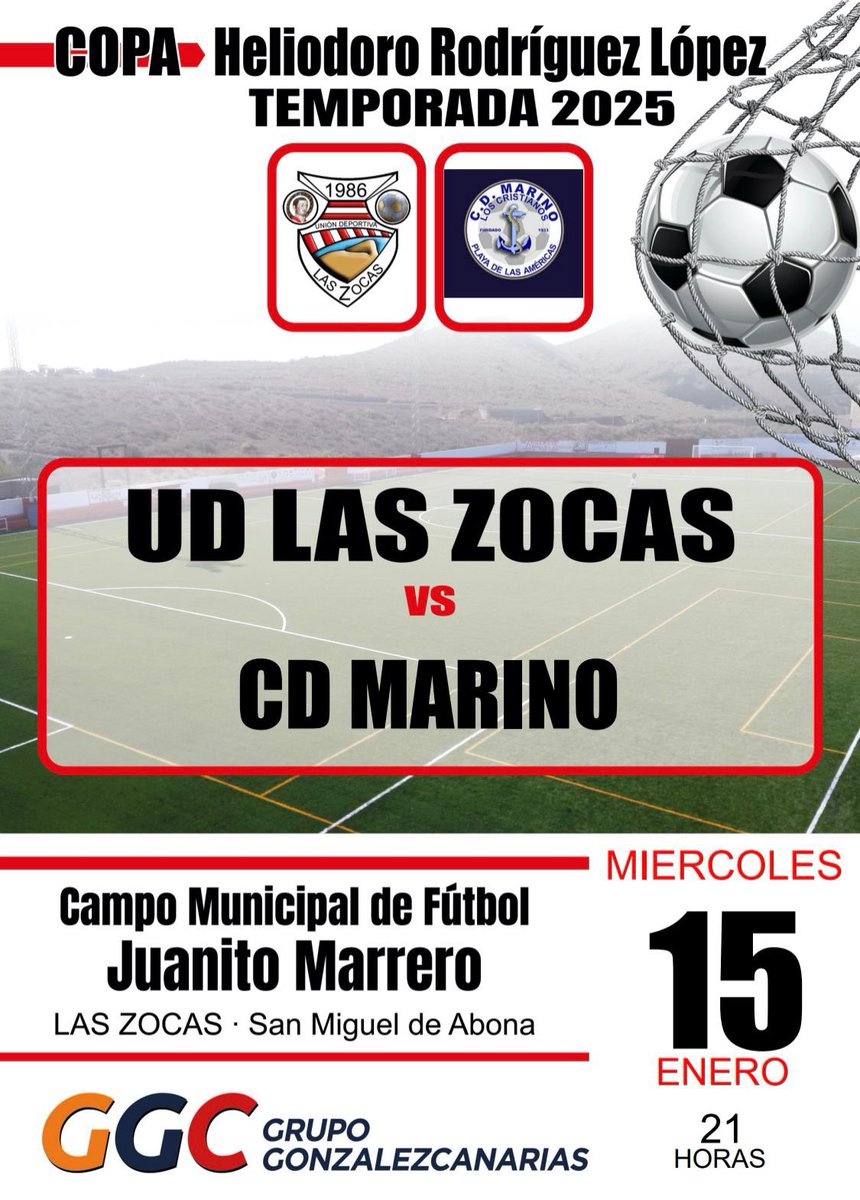 UDLasZocas's tweet photo. Nos toca entrar en la #CopaHeliodoroRodríguez. En esta nueva aventura comenzamos con el vecino #CDMarino . Será este próximo miércoles, a las 21 h, en nuestro campo Juanito Marrero.
#NosVamosDeCopa #CopaHRL #LasZocasMarino #ilusiondelbarrio https://t.co/nP1BhFdnd1