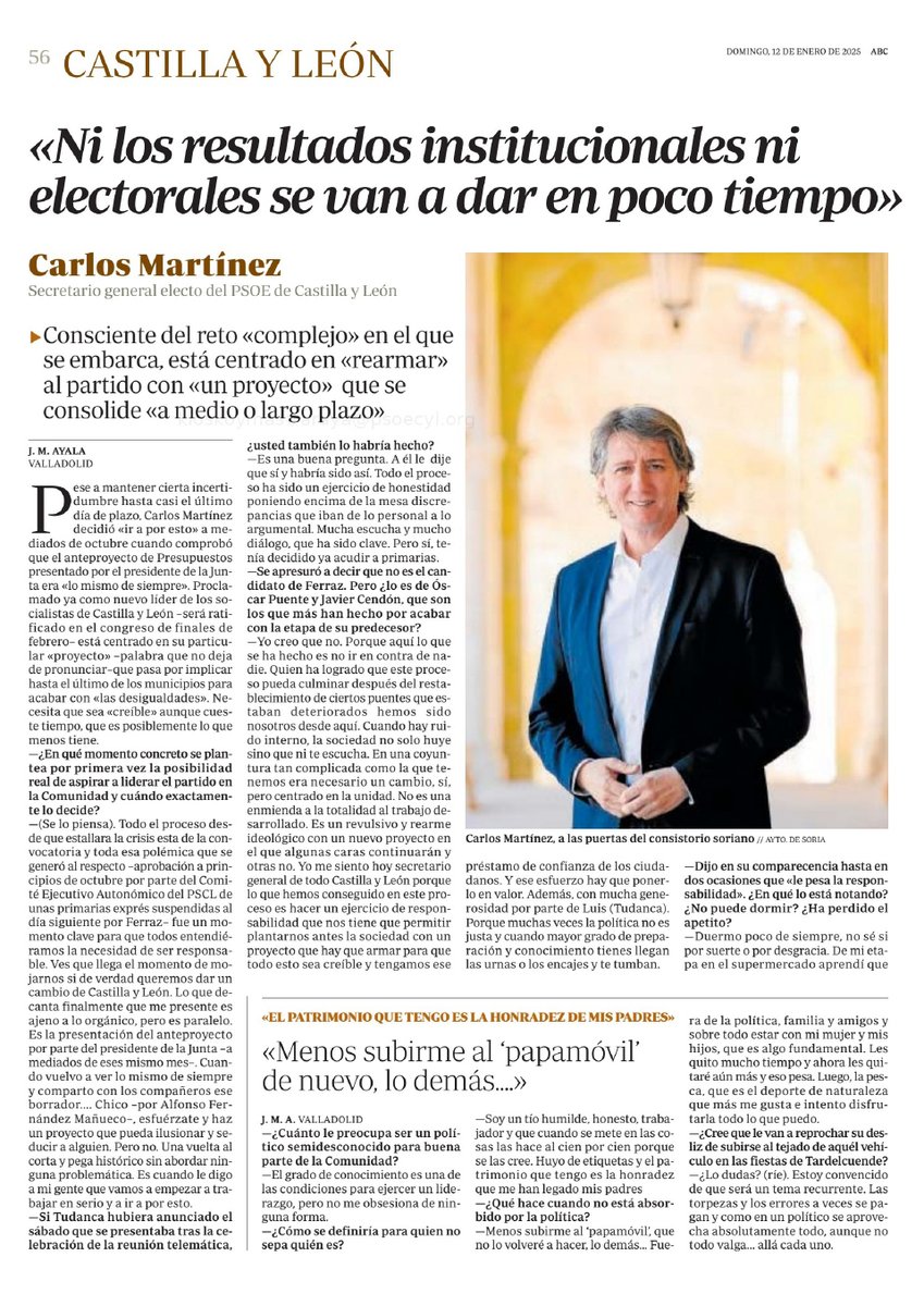 PSOE_CyL's tweet photo. 🗣 "Los mejores resultados electorales en Castilla y León han llegado con un proyecto del PSOE fuerte y es el que tenemos que rearmar".

🗞️ Entrevista a @cmmsoria en @ABC_CastyLeon.
https://t.co/k36ZIwJxXa https://t.co/cgnspispZZ