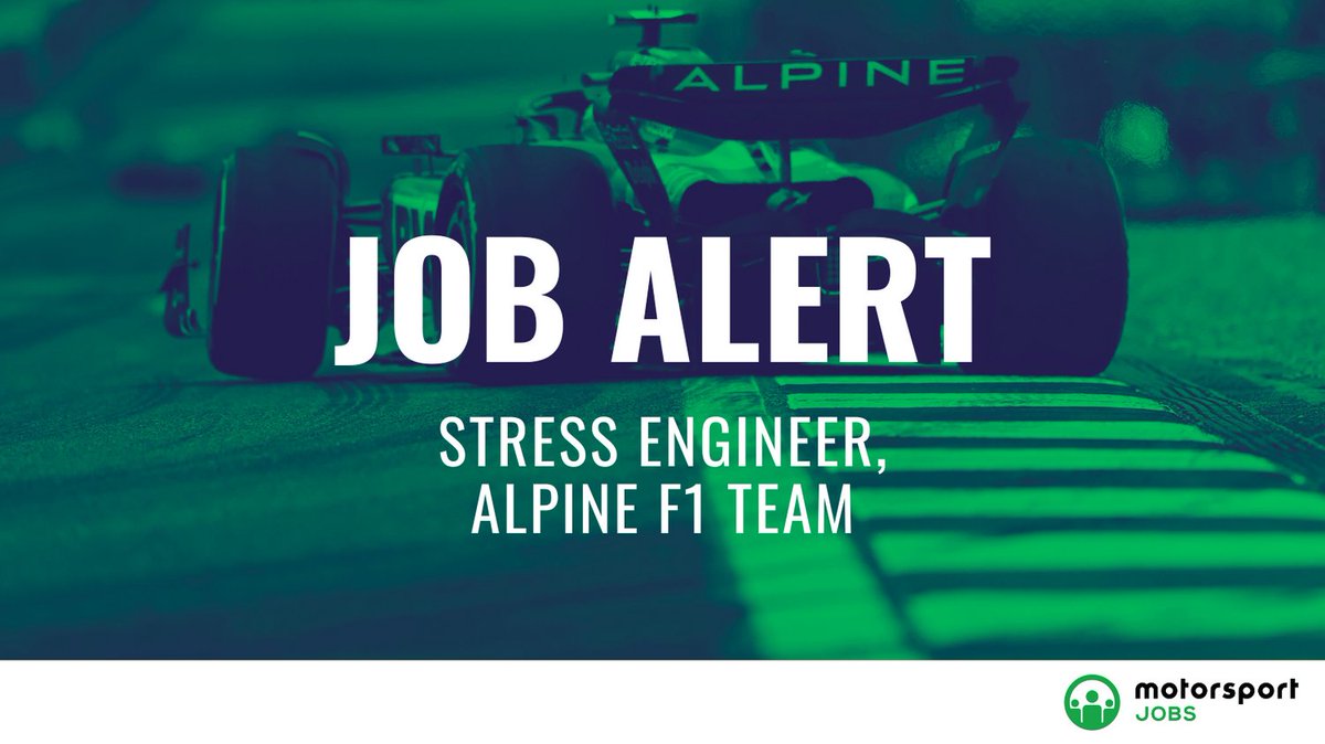 Motorsport_Jobs's tweet photo. Stress Engineer @alpinef1team
Apply 🔗 https://t.co/JMfqcBzJUX
#motorsportjobs #motorsport #jobs #jobalert #jobsinmotorsport #HowtogetajobinF1 #workinf1 #f1jobs #jobsinf1 #F1 #alpine #alpinef1 #stress #structural #composite #metallic #Finite #Test #Abaqus #Hyperworks https://t.co/L4BHDwzxUD