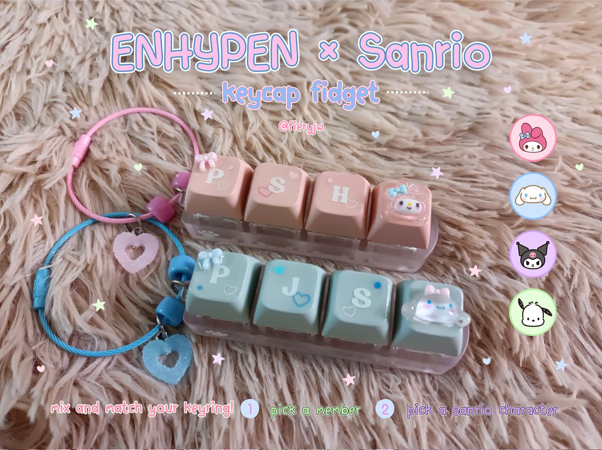˚₊·—̳͟͞͞♡ ENHYPEN × Sanrio: Keycap Fidget Keyring

KEYCAP FIDGET - 250 php

    ⋆ pre-order form: tinyurl.com/EN-Sanrio

DOO: JANUARY 15, 2025 (11:59 p.m)
DOP: JANUARY 18, 2025 (11:59 p.m)

t. wts lfb ph jungwon heeseung jay jake sunghoon sunoo ni-ki enhypen