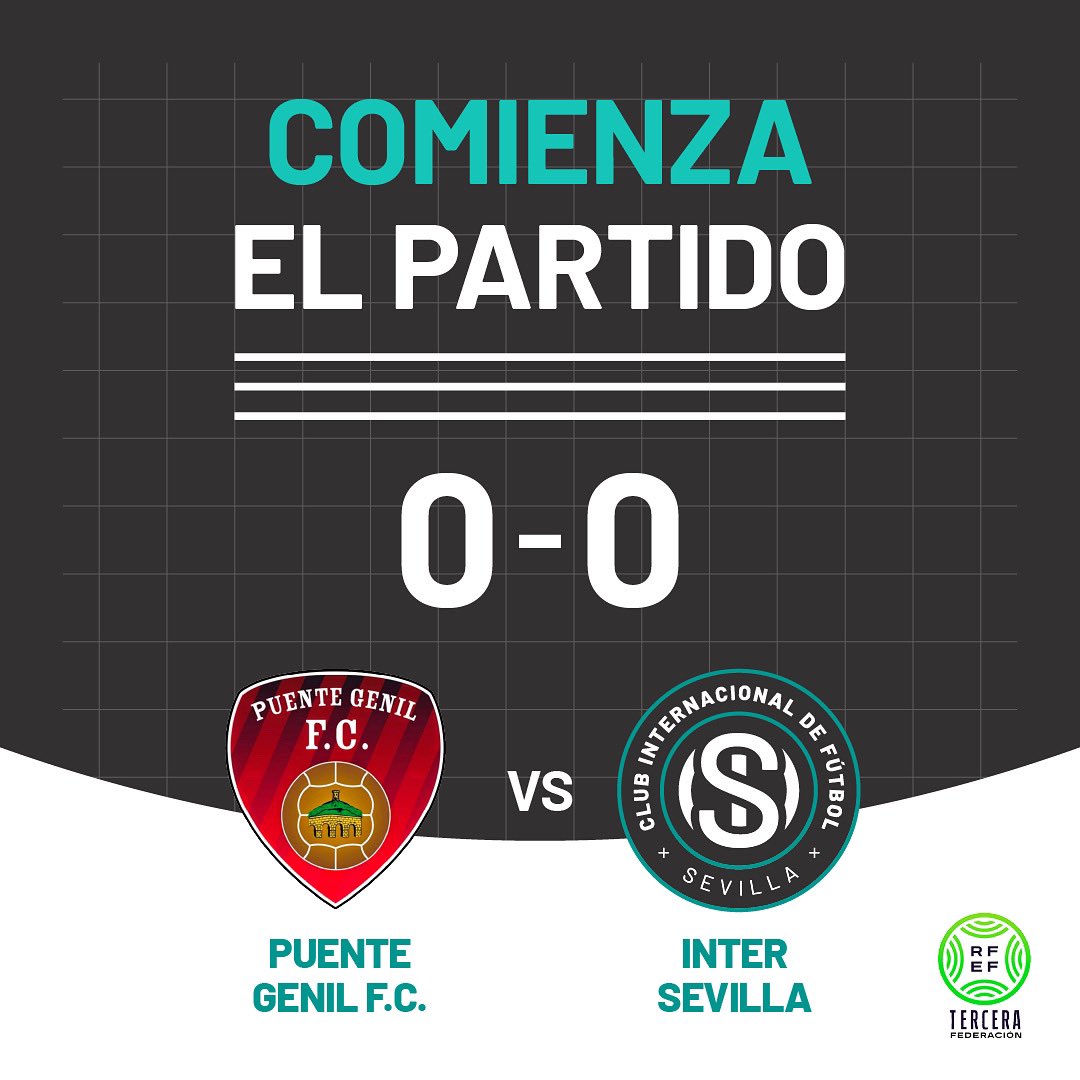 ⚽️ ¡Comienza el encuentro en Puente Genil!

0’ | 0-0

#InterSevilla #TerceraFederacion #EsenciaSevilla