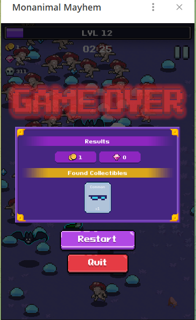0xTerryDavis's tweet photo. @0xplay_network @monad_eco first try got to lvl 12 and got surrounded by blobs and mushroom men https://t.co/h6sBEtWTQd