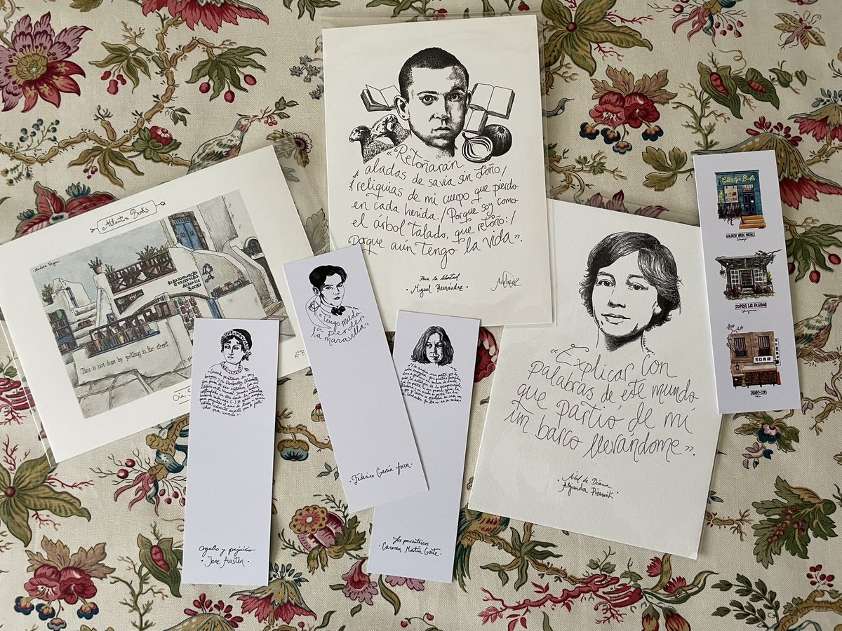 Tengo láminas, libretas y marcapáginas de escritores y librerías en mi web. ☺️

andreareyes.es/papeles