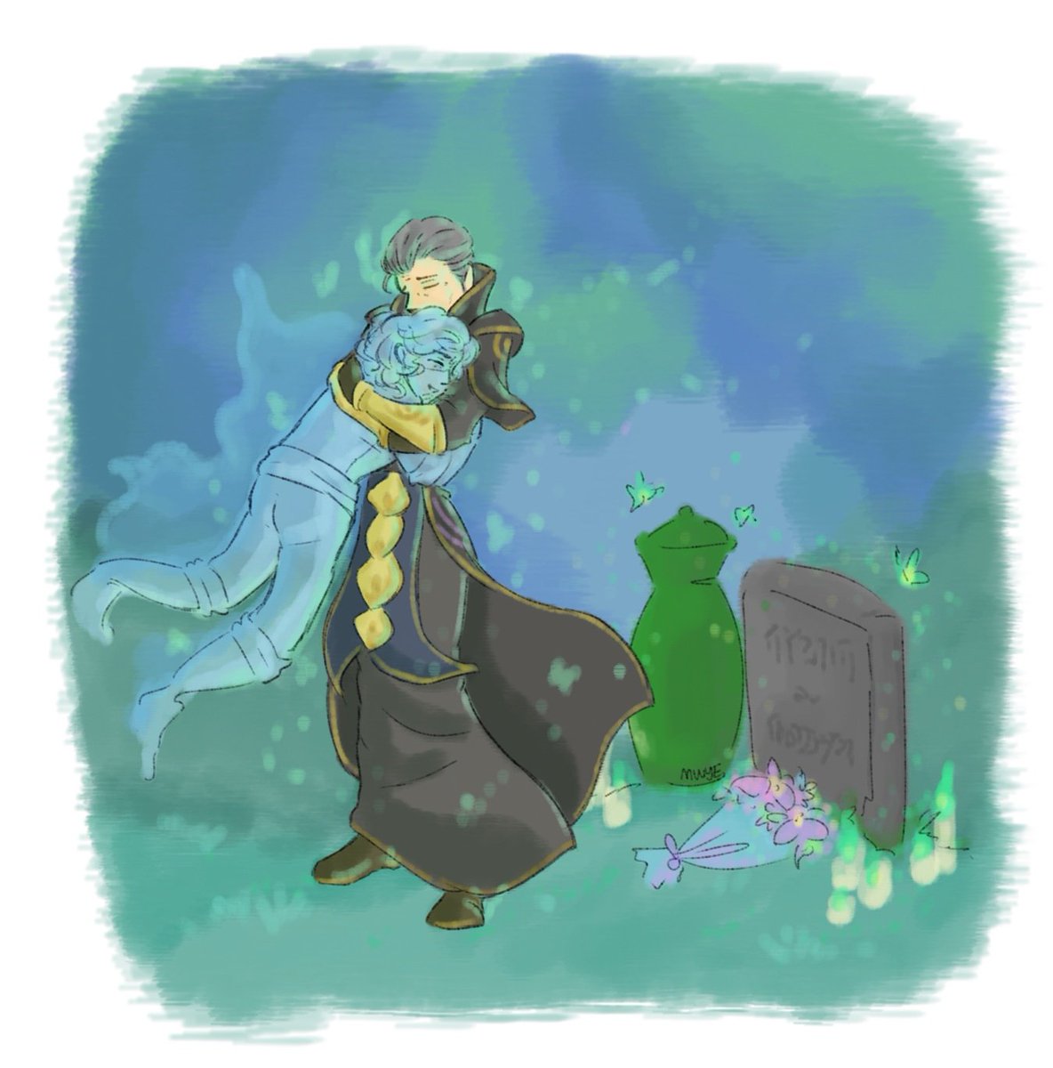 cheeweekiwi's tweet photo. Thinking about Rook being allowed to return as a spirit after death so he can be by Emmrich's side forevermore 🥺 

#emmrook #veilguard #DragonAge https://t.co/yKSxXqGRLp