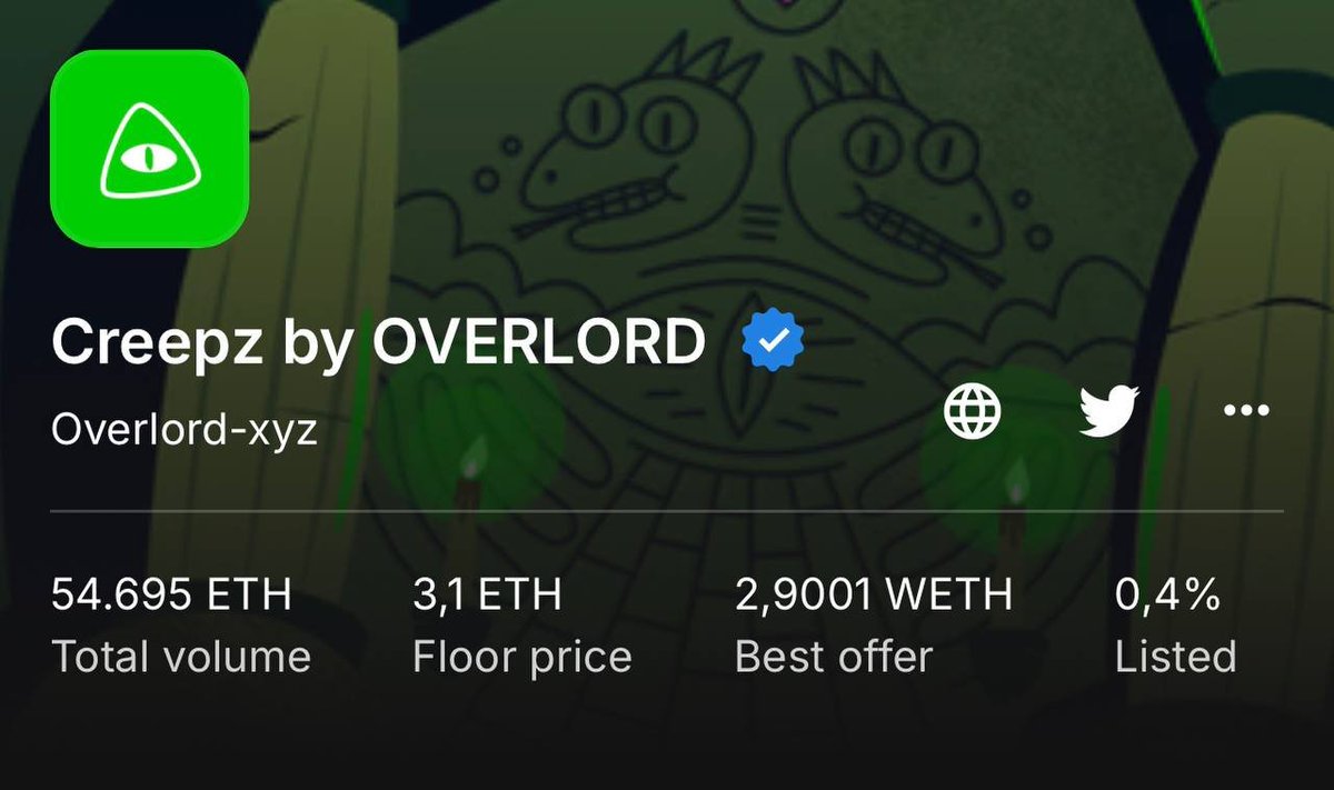 Creepz is really going great. 
It has already reached a floor price of 3.1 ETH🔥I'm holding my entire bag!

to be honest, 
I think they are just getting started. <a href="/jo3car/">JC ███████████</a>